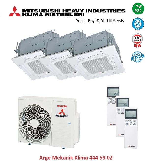 Mitsubishi Multi Kaset Klima 3lü (3 Oda)3x12000 Btu