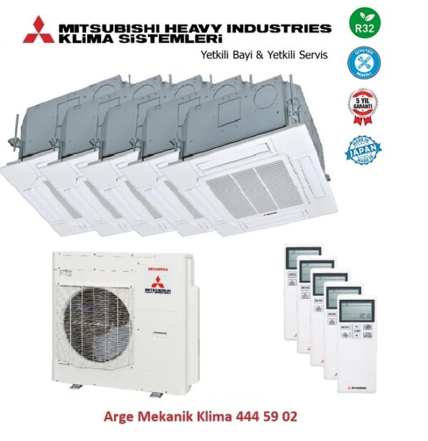 Mitsubishi Multi Kaset Klima 5li (5Oda) 4x12000 Btu+18000 Btu