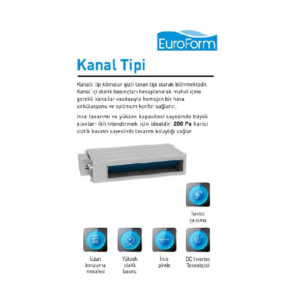 EuroForm EF2DT551 Gizli Kanallı Tipi Klima 55000 Btu